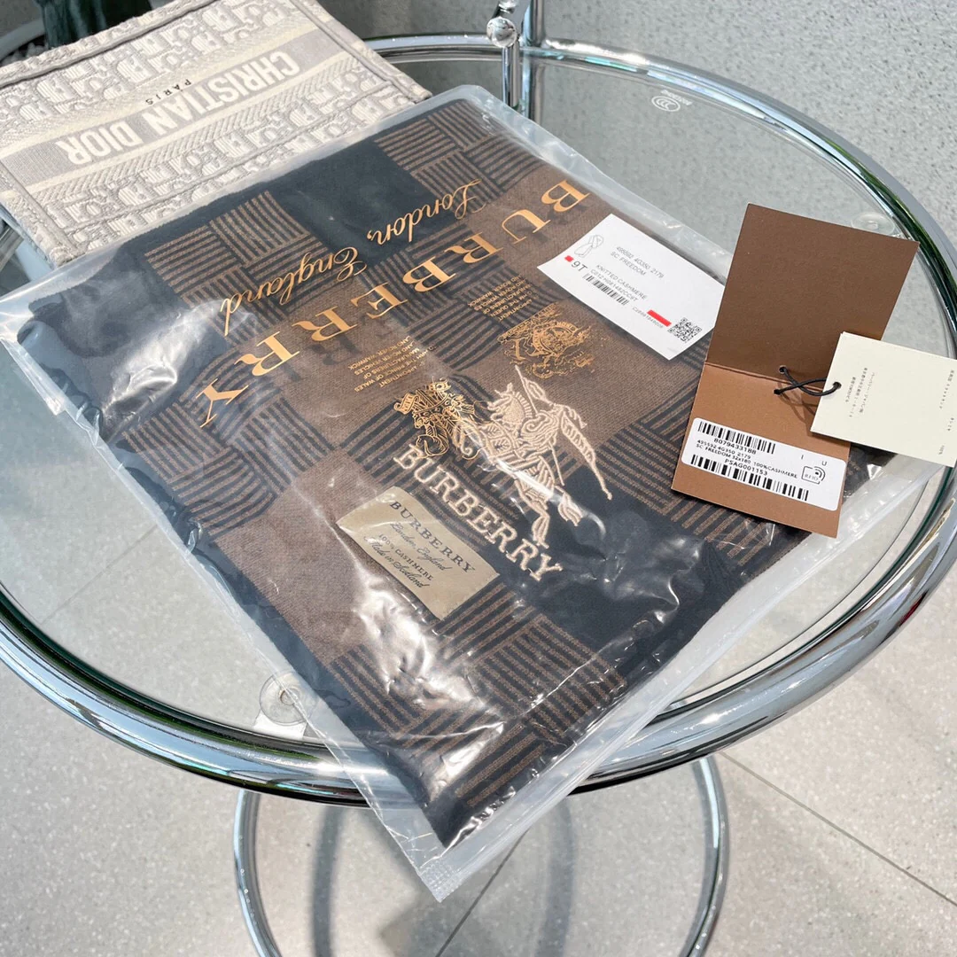 Классический шарф для верховой езды Burberry - 180 см - 32 см - 100 см - Импортный вязаный кашемир - Коричневый