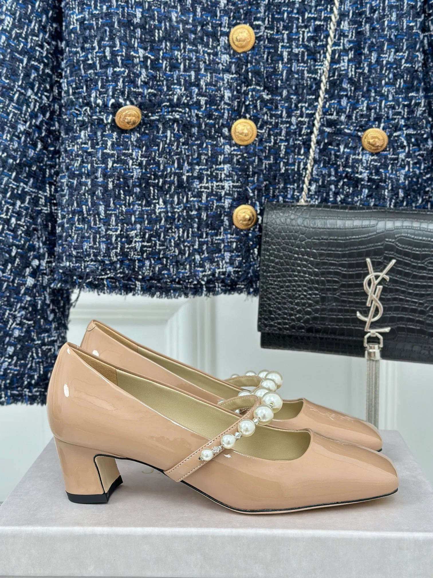 JC - Туфли Мэри Джейн Pearl 2024 года - Абрикосовый цвет