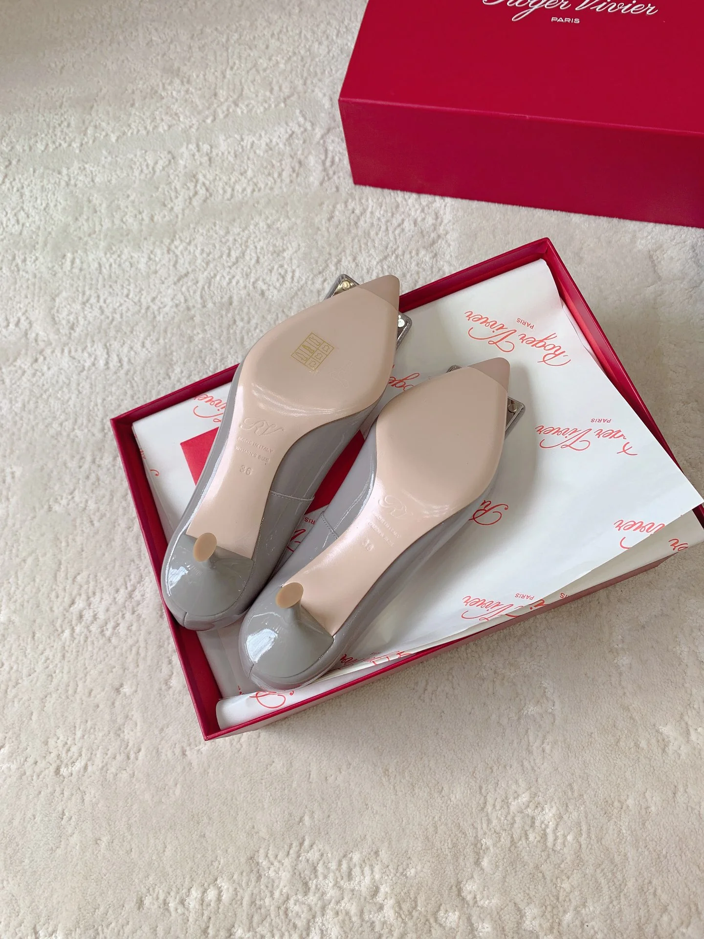 Обувь RV - Новинка весны/лета 2023 - Лакированные туфли на высоком каблуке - Серые