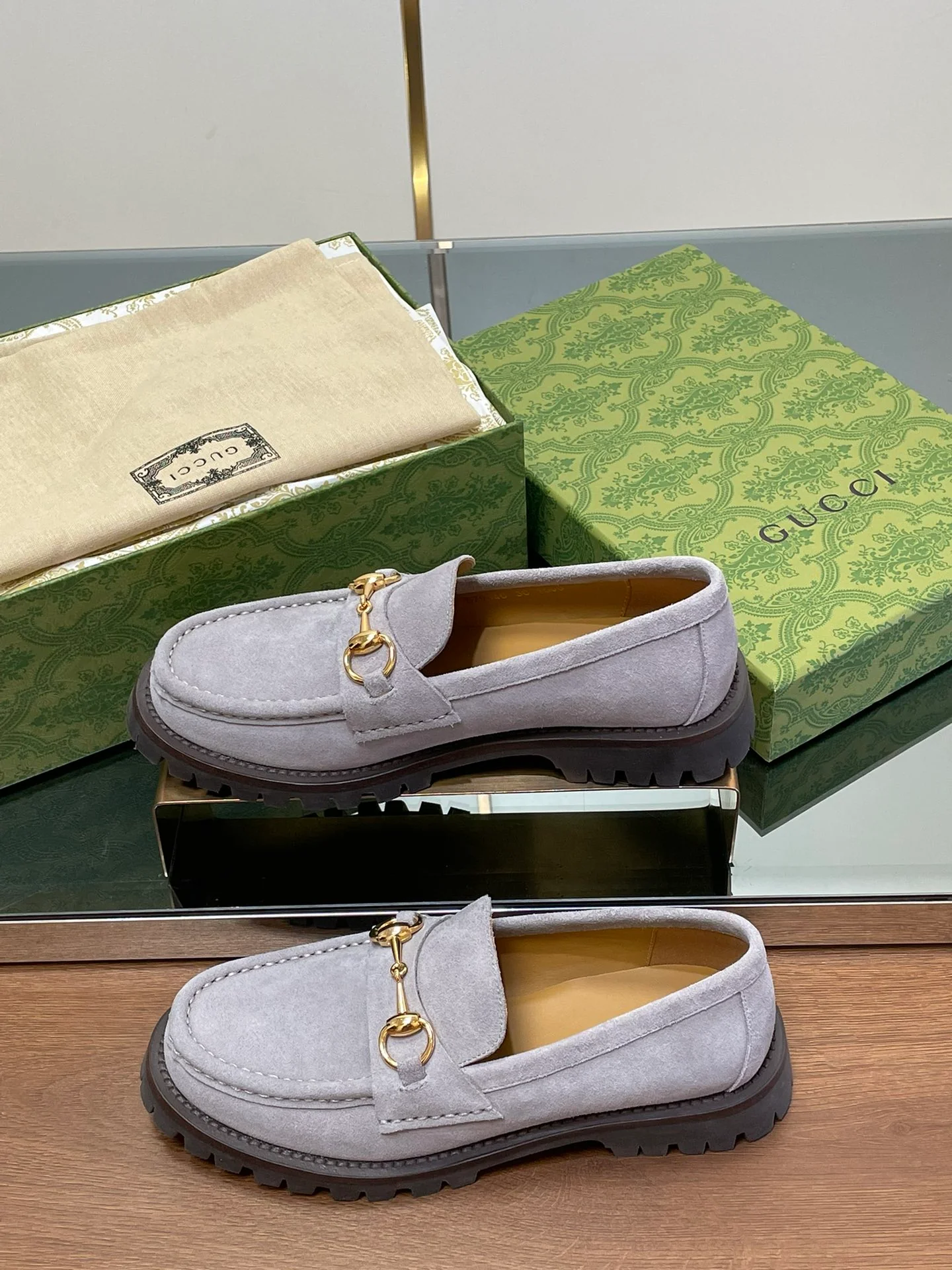 Лоферы Gucci 2024 Horsebit - фиолетовые