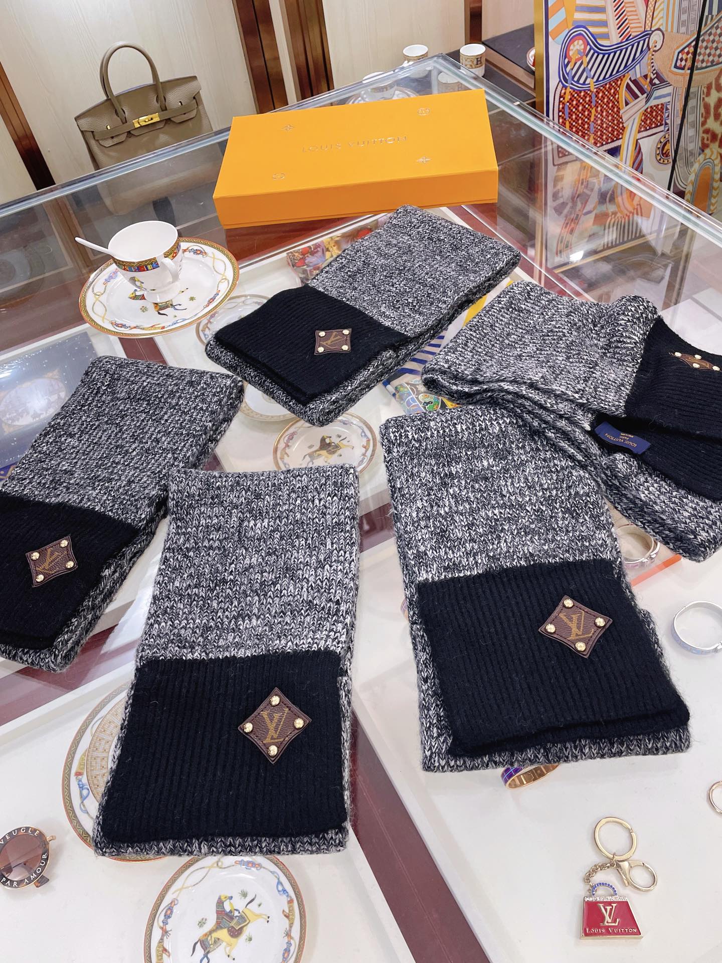 Вязаный шарф LV - 100% кашемир - 20 см - 180 см