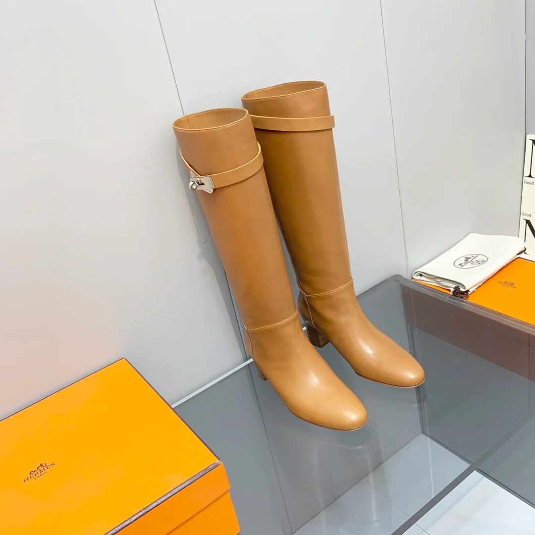 Сапоги Hermes Kelly Buckle Collection - Верблюжий цвет