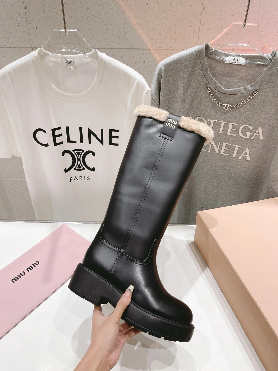 Ботинки на платформе Miu Miu 2024 - черные