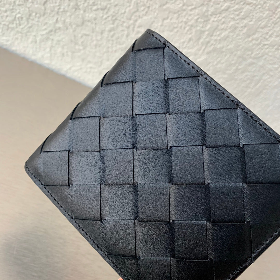 BV-大编织格子 短夹 羊皮 12×12cm