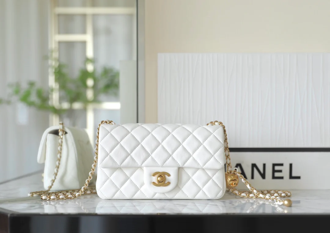 Мини-платье Chanel CF Gold Ball - белое