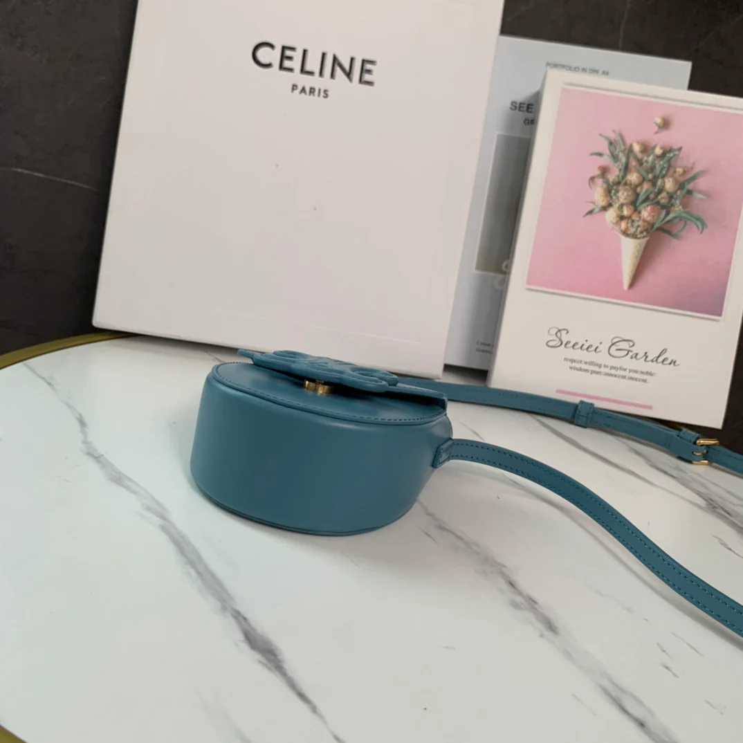 Седельная сумка Celine Cuir Besace - мини - синяя