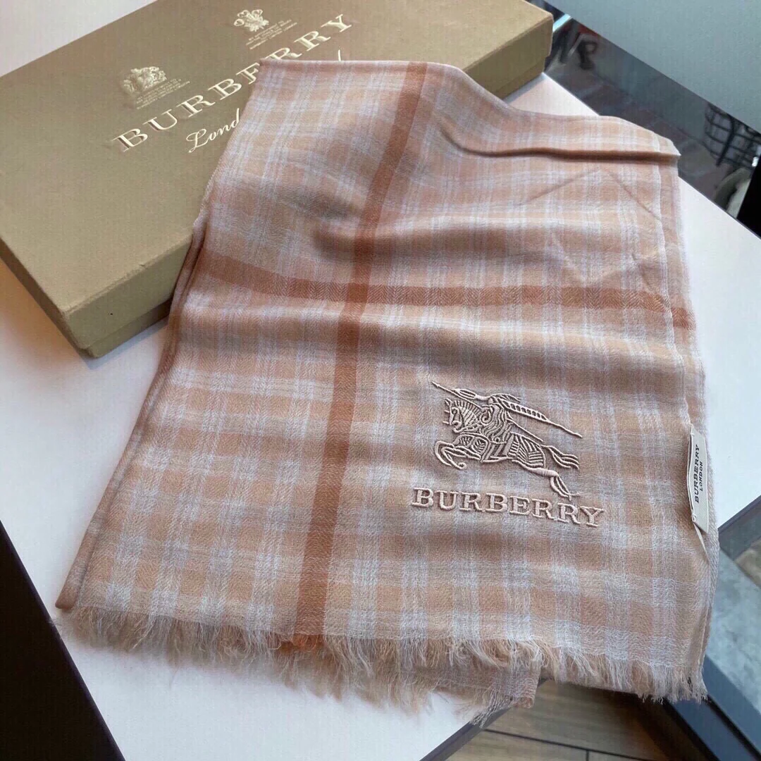 Классический клетчатый шарф Burberry - 100 см - 200 см - 100 см - Кашемир - Розовый