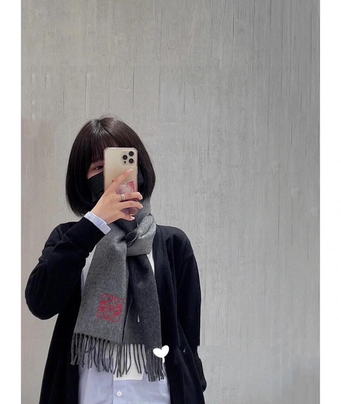 Шарф Lolwei с вышивкой ?Водяная рябь? — 100 шт. — Кашемир — Железно-серый