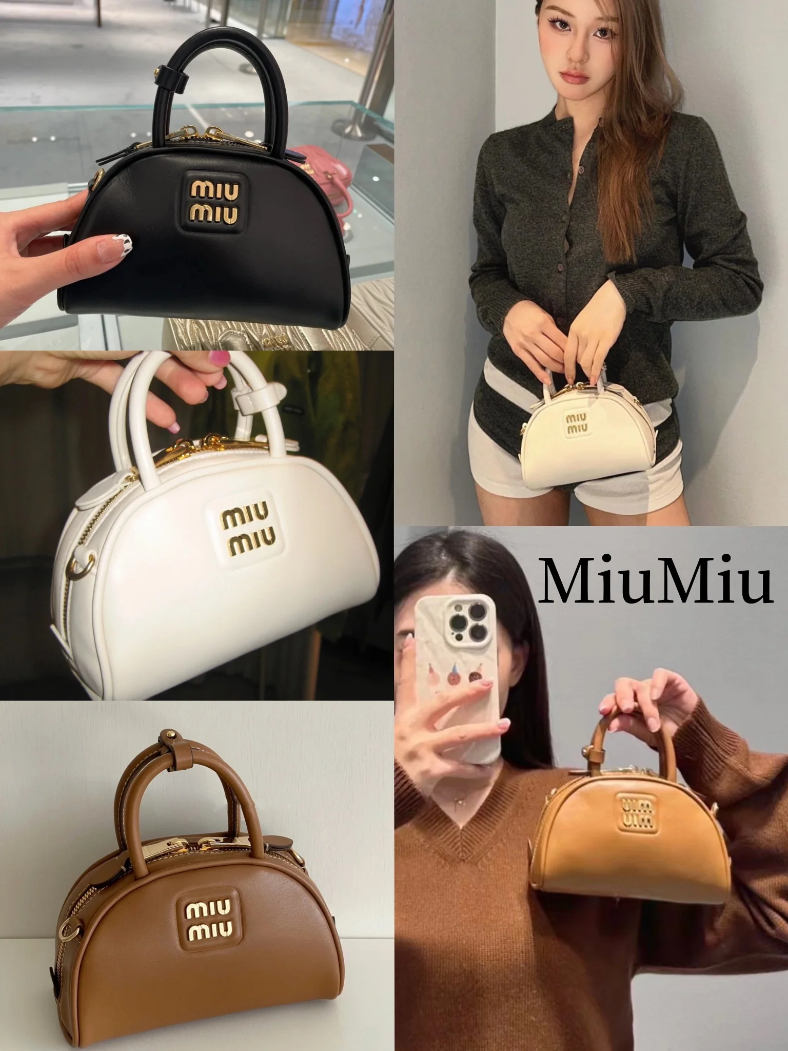 Сумка для боулинга Miu Miu — маленький размер: фотографии на теле.