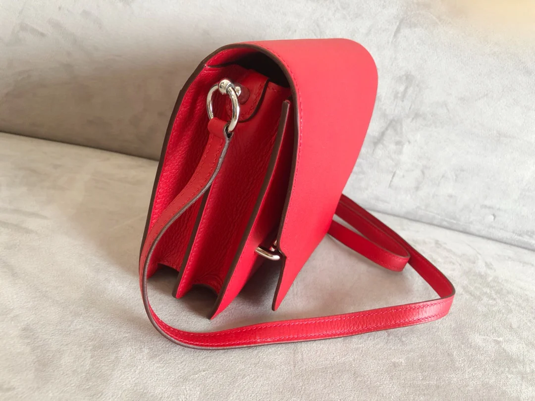 Hermes Roulis 19 темно-красный с серебряными пряжками