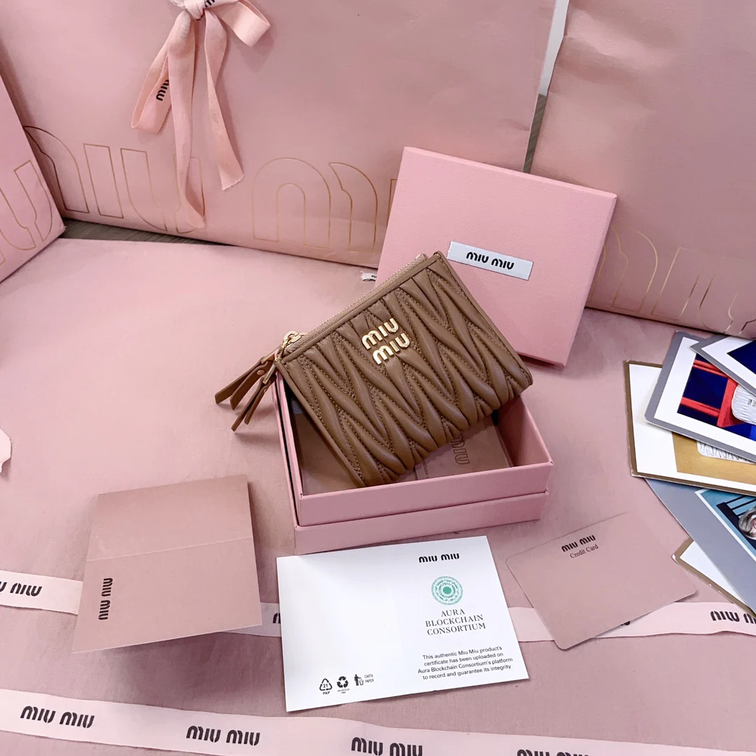 Miu Miu-5mv017-карманный-кошелек-маленький-кошелек-карточный-коричневый