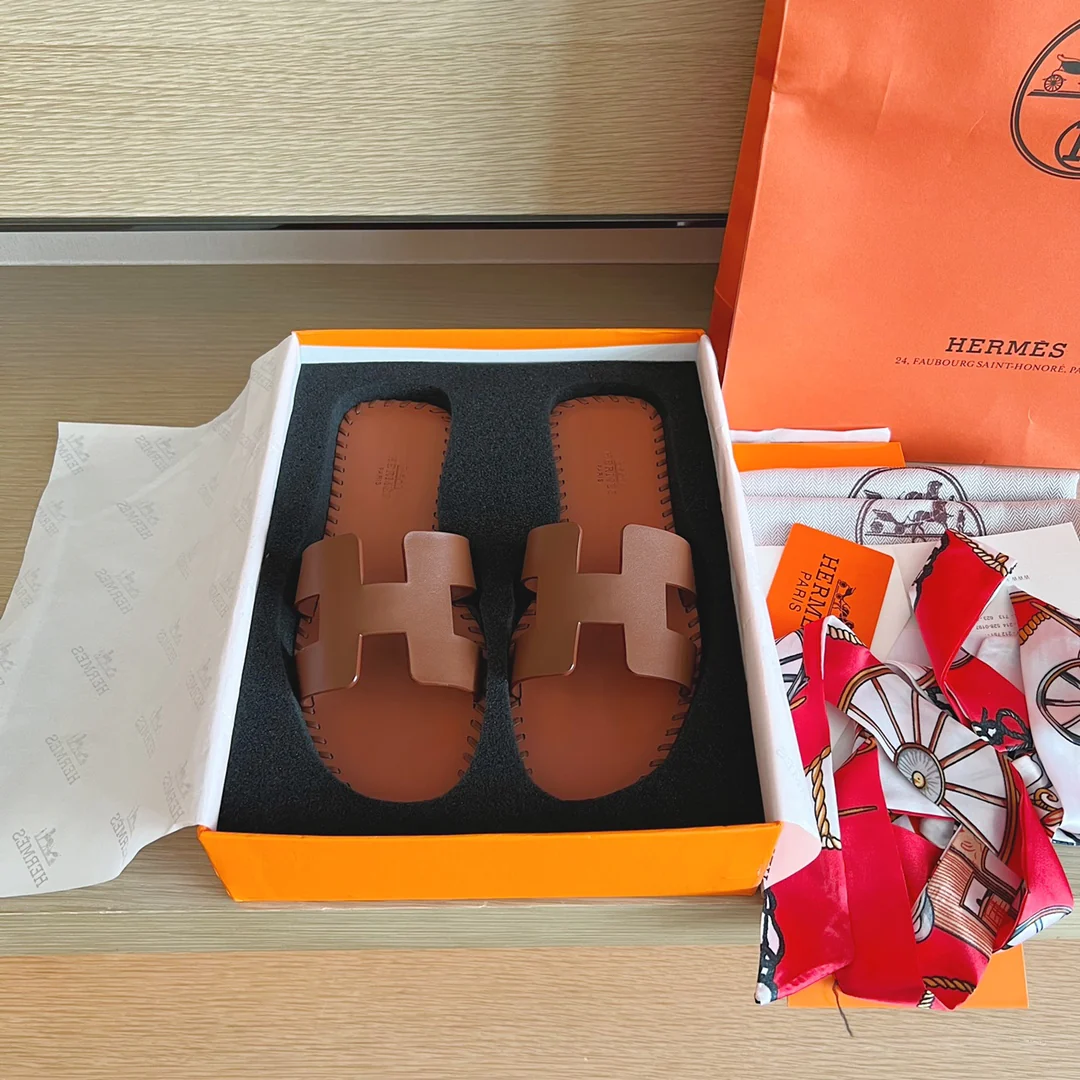 Тапочки Hermes-h Flat Slippers-9