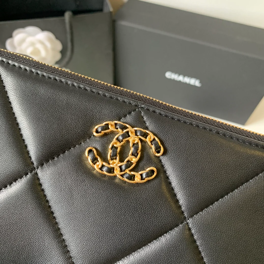 Кошелек для монет Chanel из овечьей кожи в клетку, серия 19 - 3 шт.