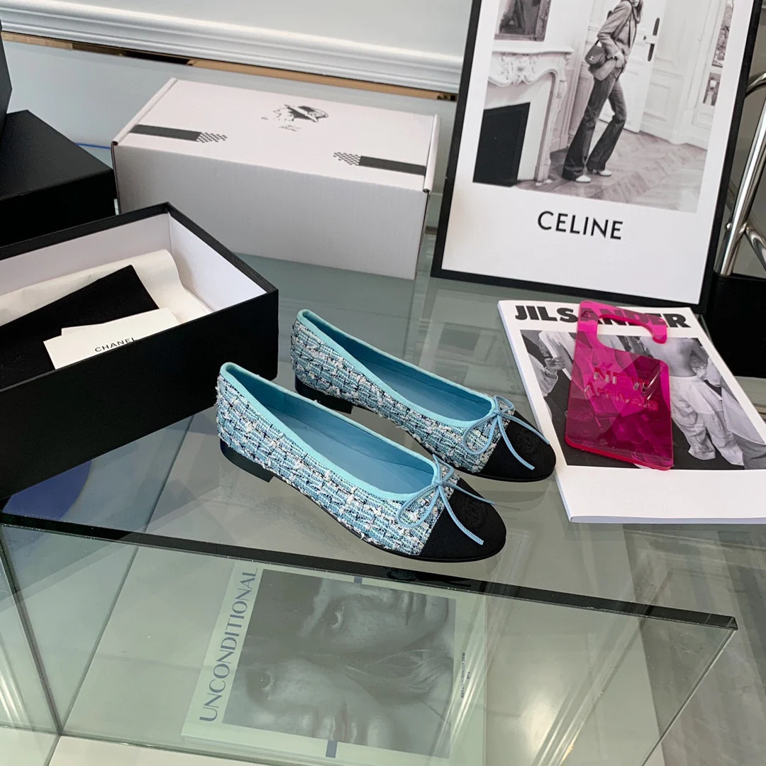 Классические балетки Chanel - Синие - 1