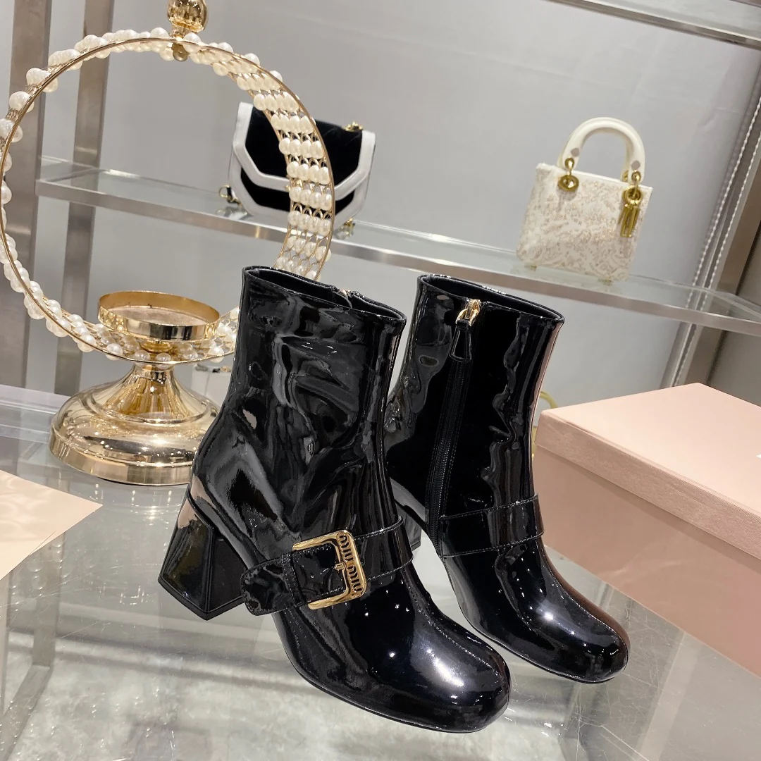 Miu Miu - Ботильоны 22s с застежкой-молнией и металлической пряжкой - 2