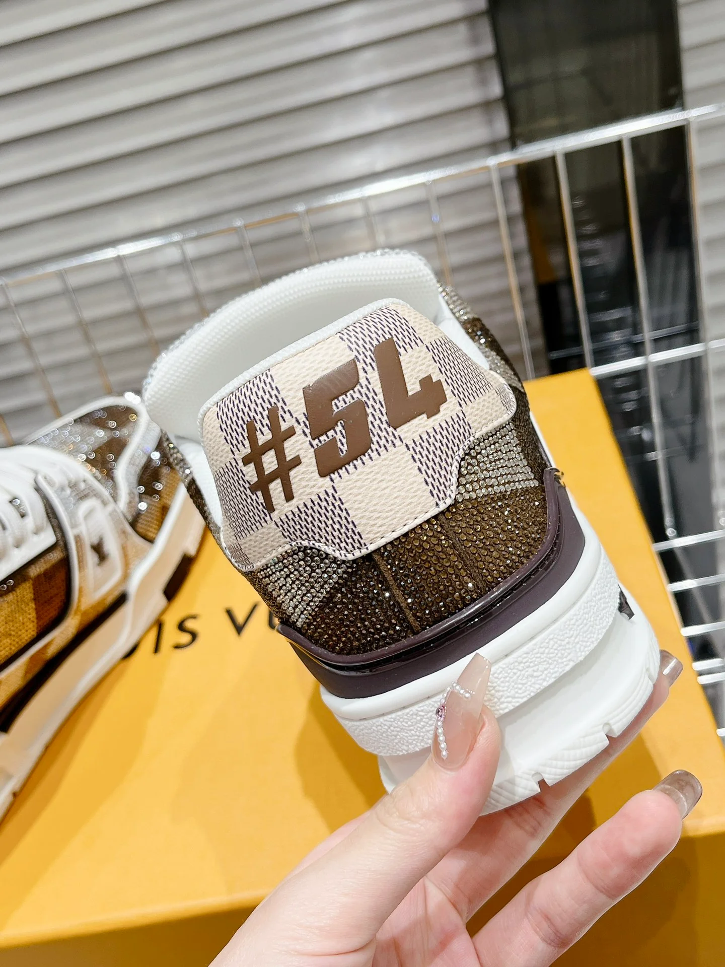 Кроссовки LV Trainer - Скейтбордистские кроссовки - Глянцевые, в клетку Damier, коричневые - Унисекс