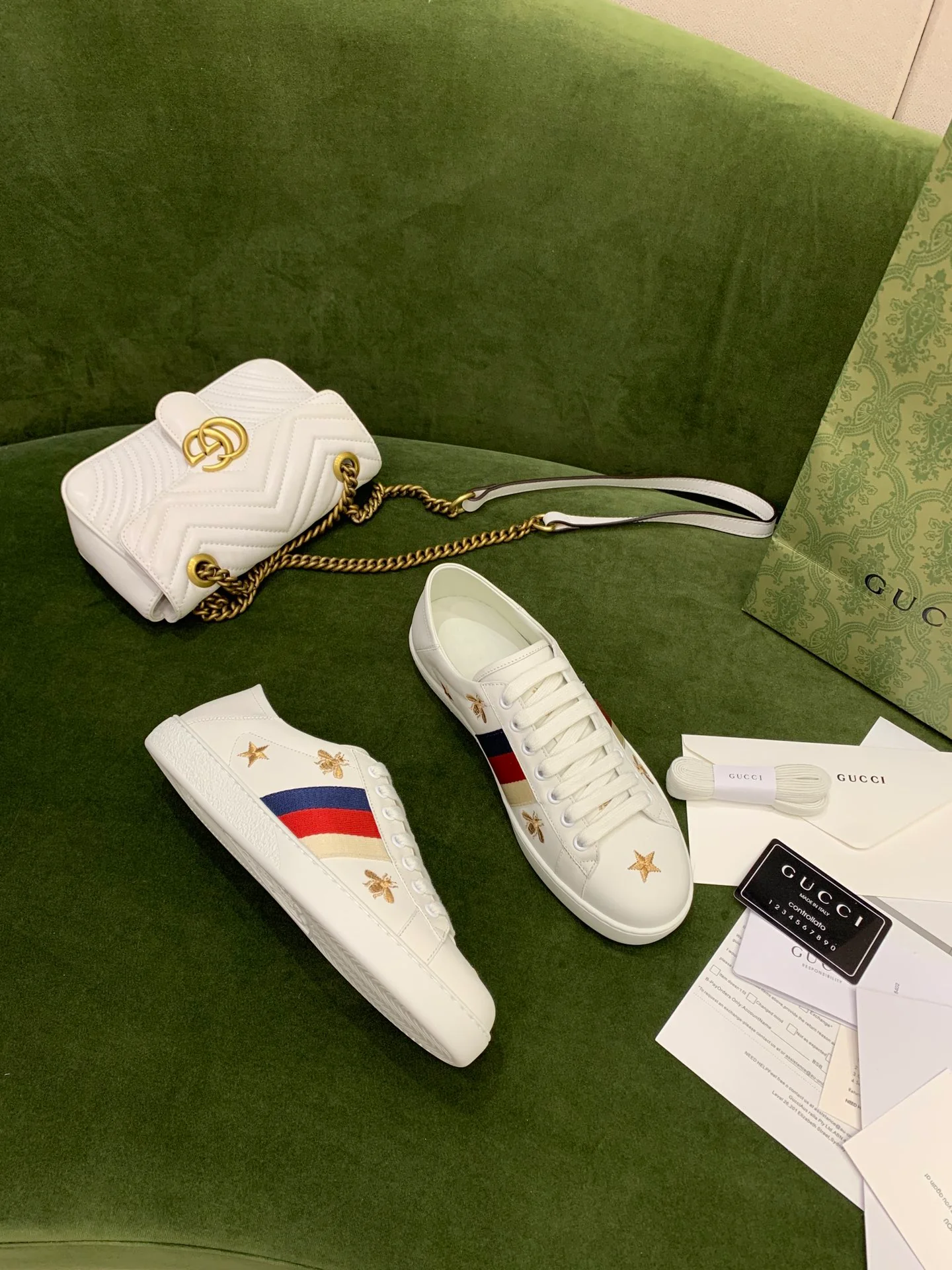 Gucci - Звездный дизайн - Классические кроссовки - Скейтбордистские кроссовки - Белые кроссовки