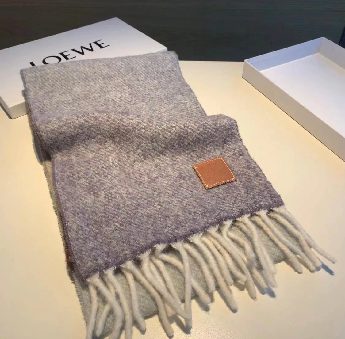 Шарф в стиле Лолита - однотонный - 250 см - 28 см - синий