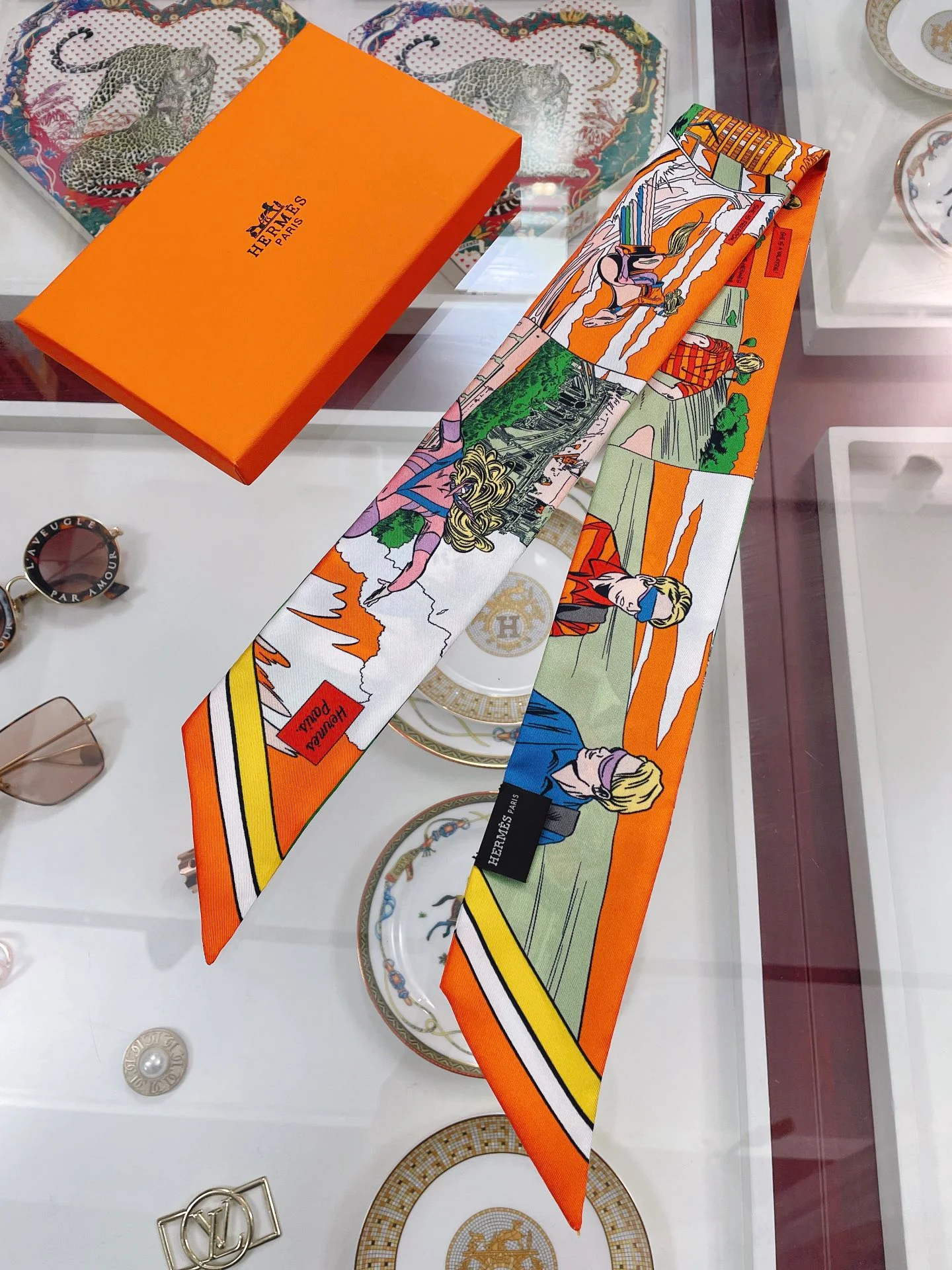 Шарф Hermes Twilly 5-86 см, 100% шелковый твил, двусторонний, 1 шт.