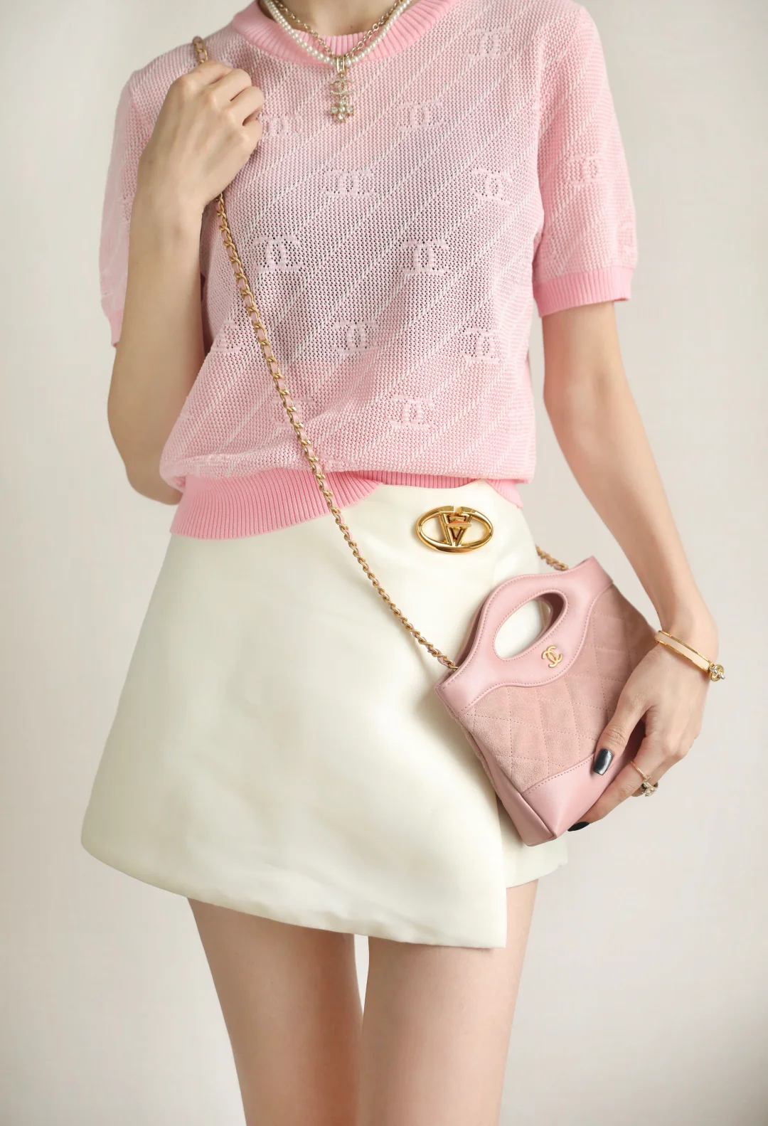 Сумка Chanel 25p nano 31, замша, розовая.