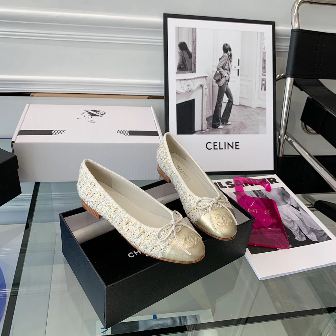 Классические балетки Chanel - абрикосовый цвет