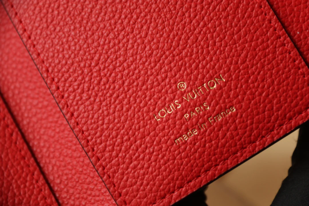 LV-m64060-Короткий трехсекционный кошелек - Огненно-красный