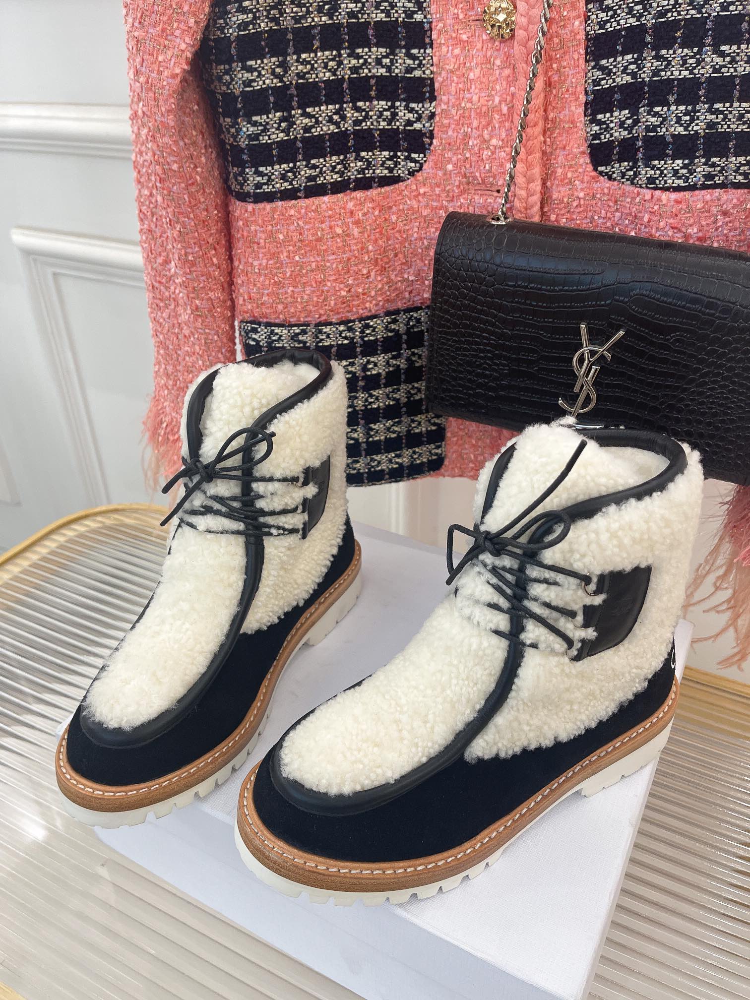 Celine - Сапоги для верховой езды из овчины - Унисекс - Черные