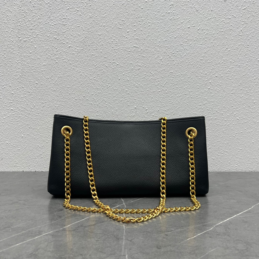 Сумка Celine New Newspaper Chain Bag - сумка через плечо с двойной цепочкой - черная