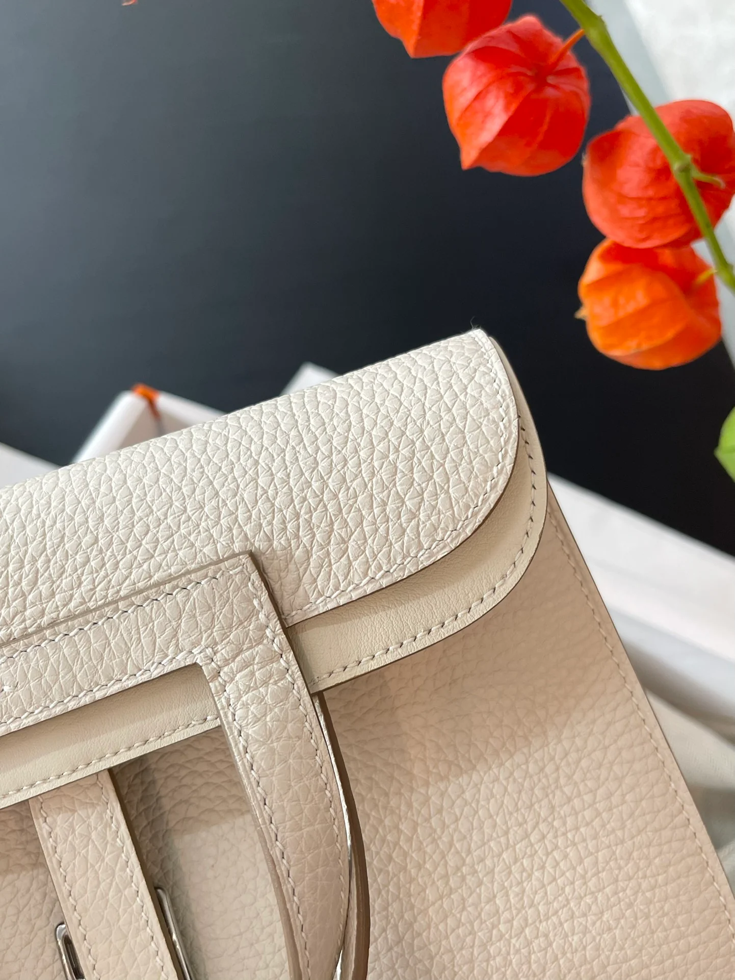 Hermes Halzan 25 Milkshake Color TC Silver Buckle