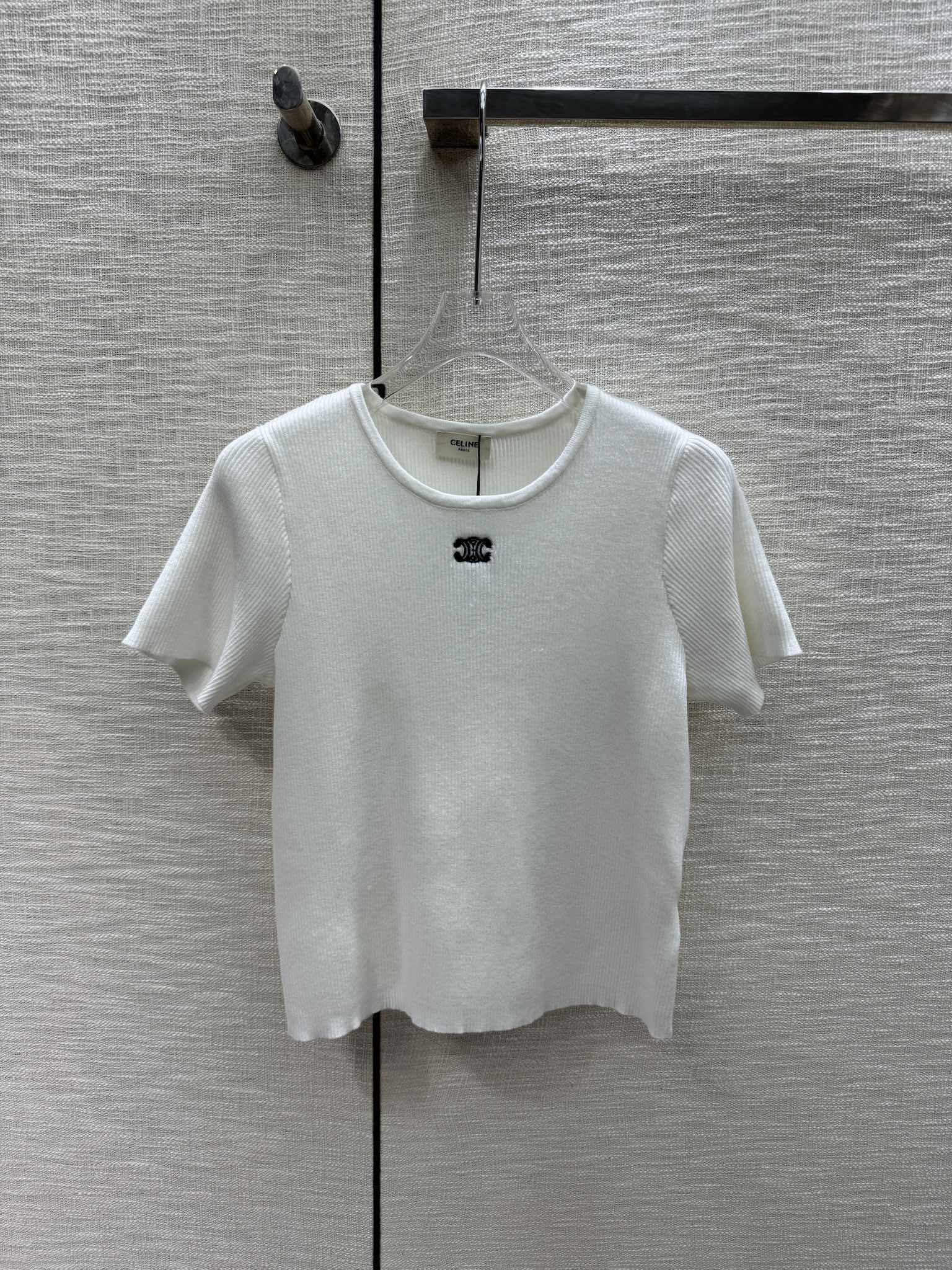 Вязаный топ с коротким рукавом Celine 2403 - белый