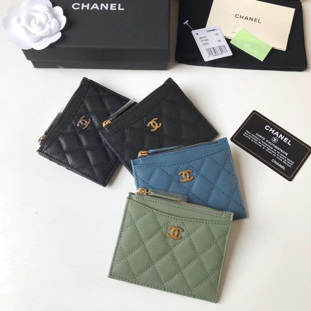 Кардхолдер Chanel на молнии - плоский кардхолдер - 1 шт.