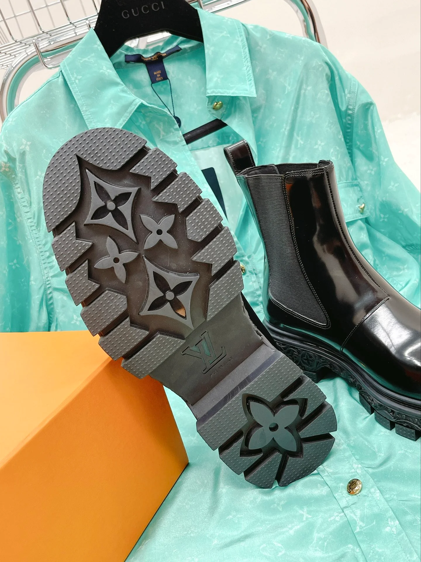 Мужские кожаные ботильоны LV с открытым большим пальцем стопы