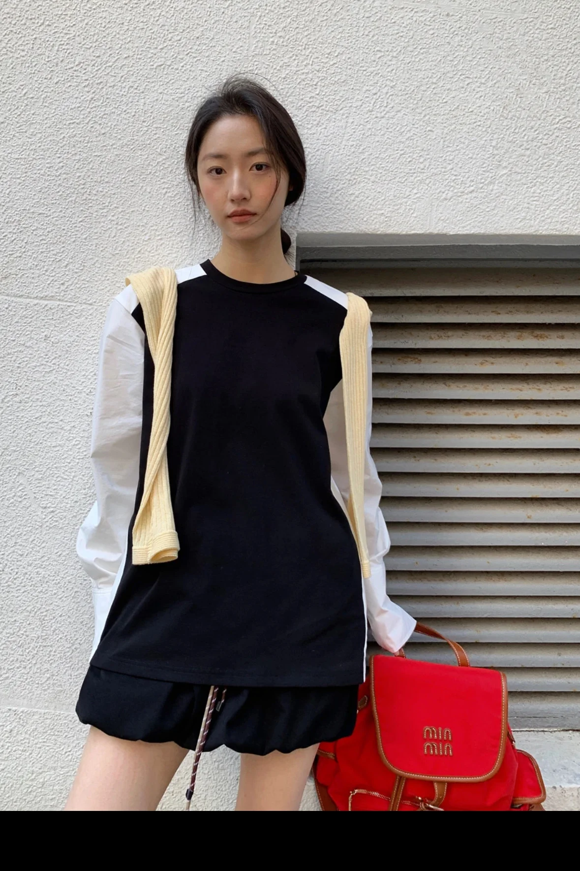 Рюкзак Miu Miu из канваса и кожи — красный (образ представлен отдельно)