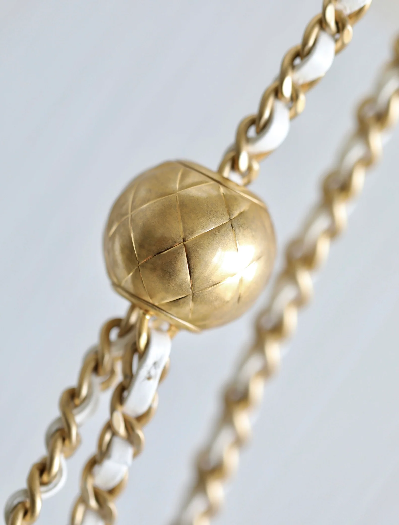 Chanel CF Gold Ball Square Fat Man - White