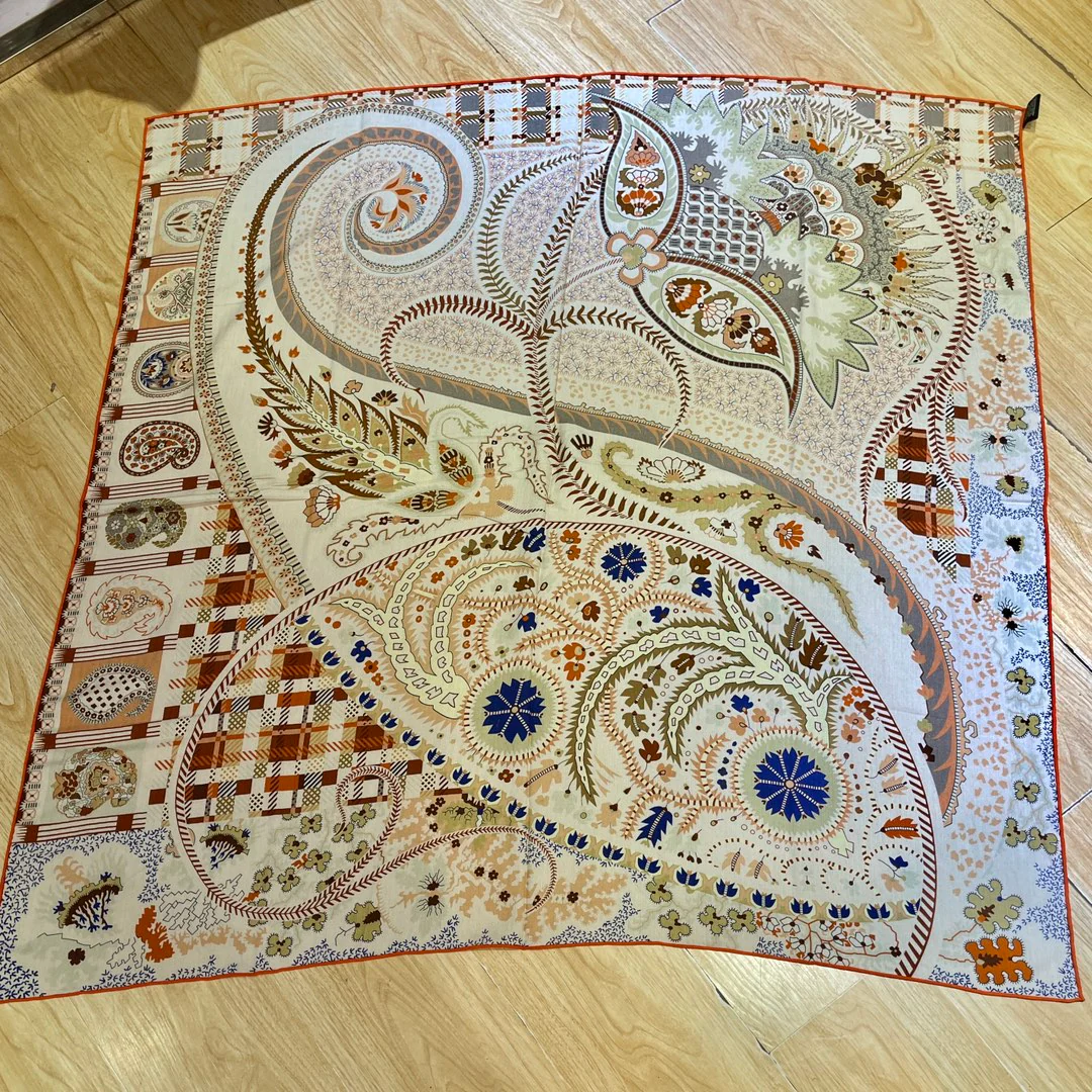 Бархатный шарф Hermes - 140 см - 30 - Шелк 70 - Шерсть - 1