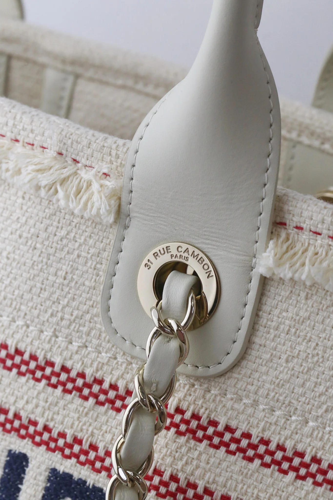 Пляжная сумка Chanel 25c, косметичка, красно-синяя.