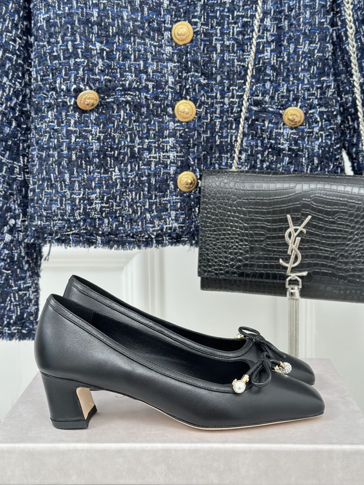 JC - Балетки с квадратным носком, модель 2024 - Черные