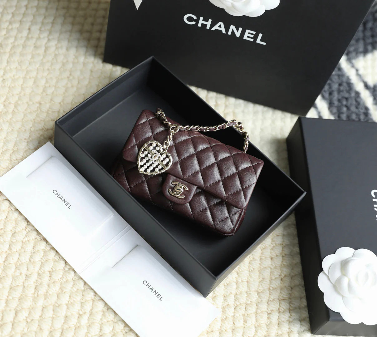 Chanel - Классический шарм - Бордовый - Пряжка из светлого золота