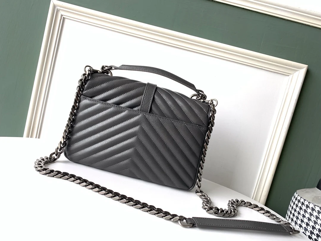 Сумка-мессенджер YSL Mormont - Маленькая - Черная с серебристой фурнитурой