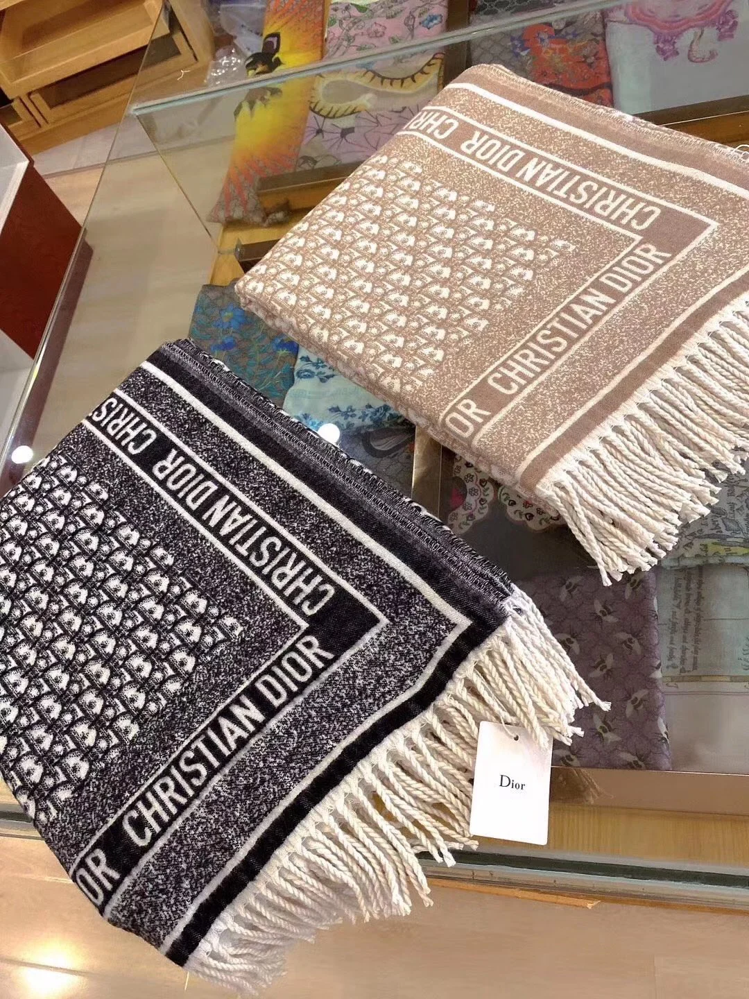 Dior - Материалы высшего качества - Квадратный шарф/шаль Monogram 140 см - 57 - Кашемир - 53 - Шерсть - 1
