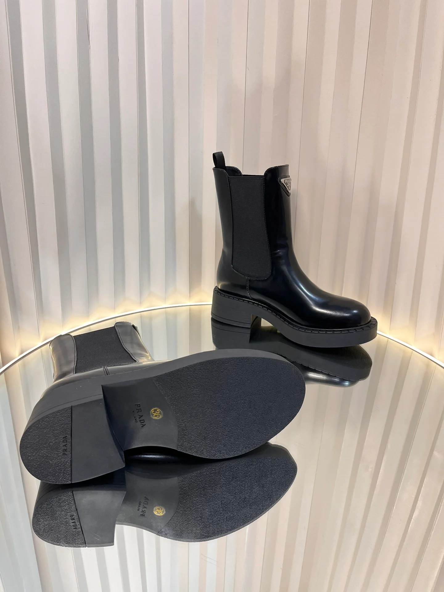 Ботильоны на платформе Prada 2024 - Черные - 1