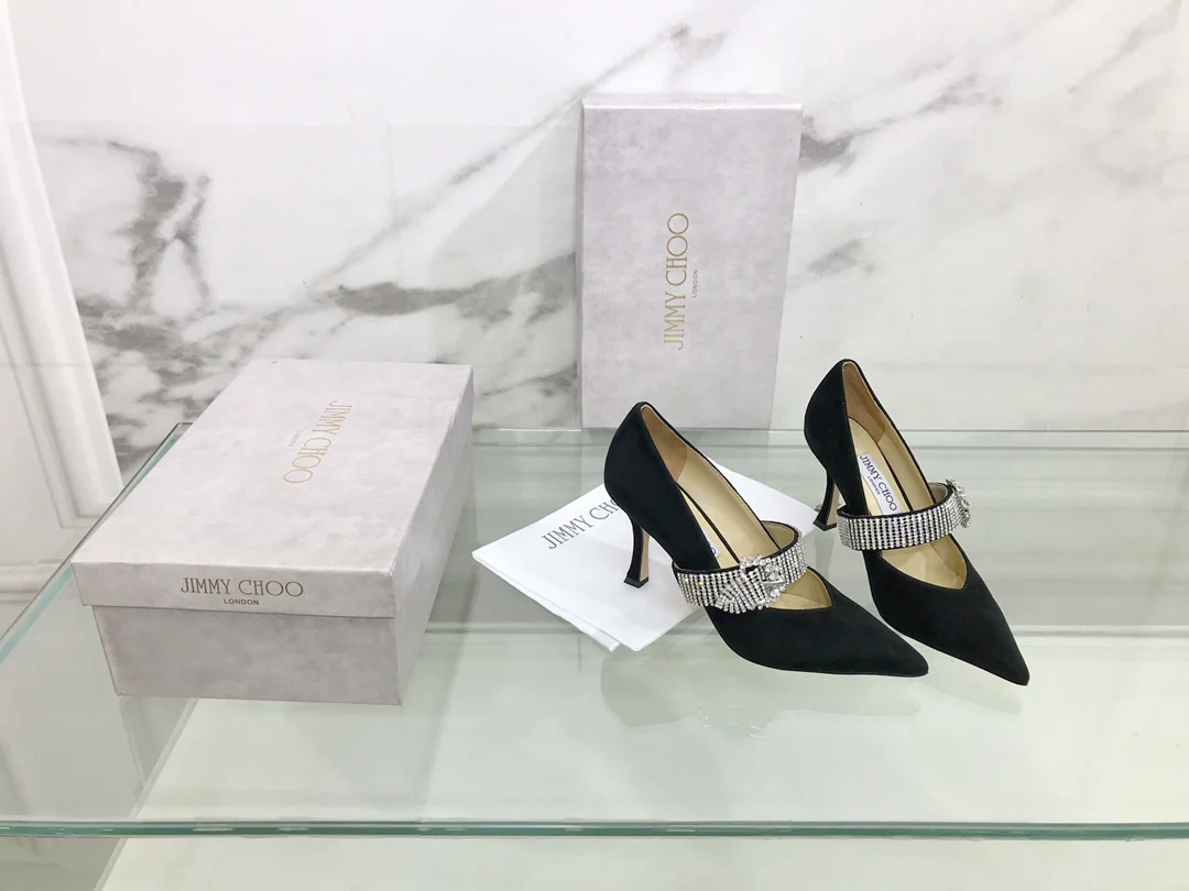 Туфли на высоком каблуке Jimmy с острым носком и стразами - 1