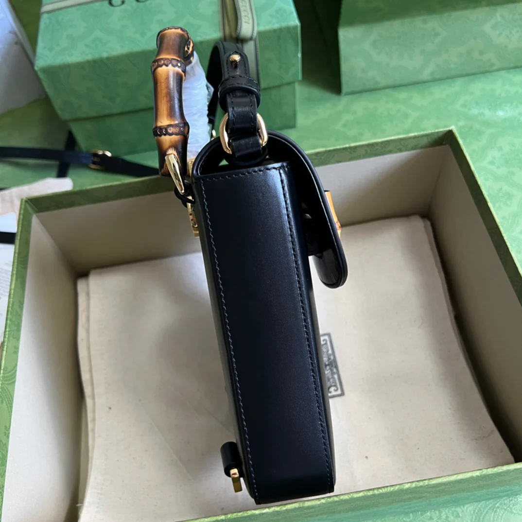 Сумка Gucci из бамбука - 14x16x4 см - Черная - 1 шт.