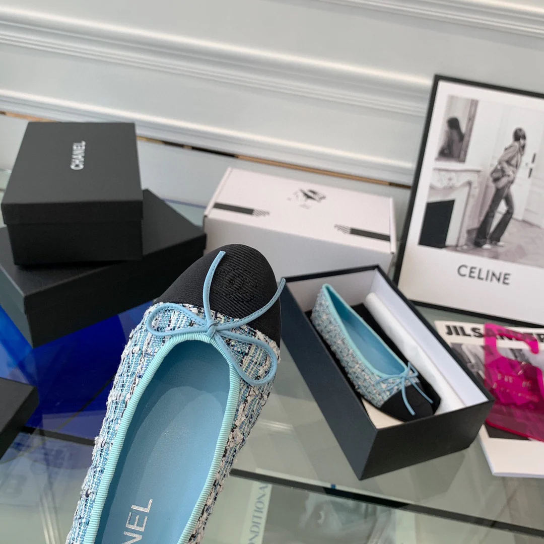 Классические балетки Chanel - Синие - 1