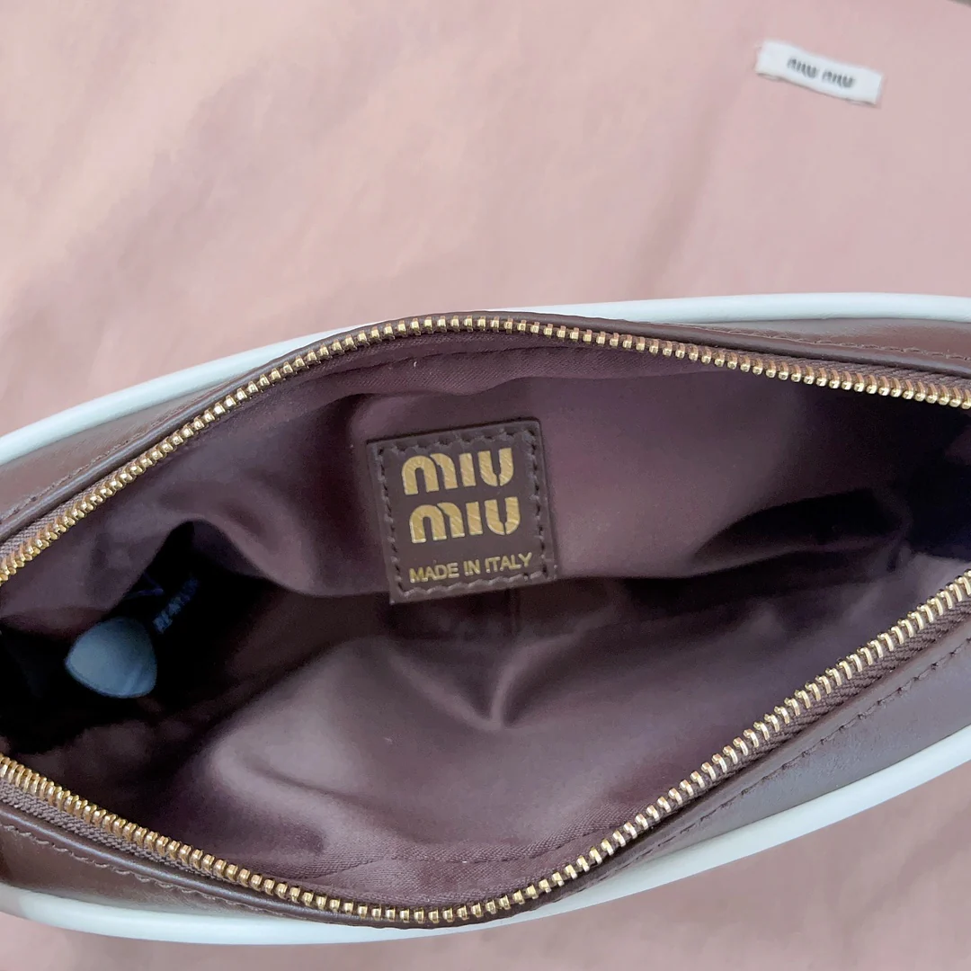 Сумка для маджонга Miu Miu-5ne024 из телячьей кожи, коричневая.