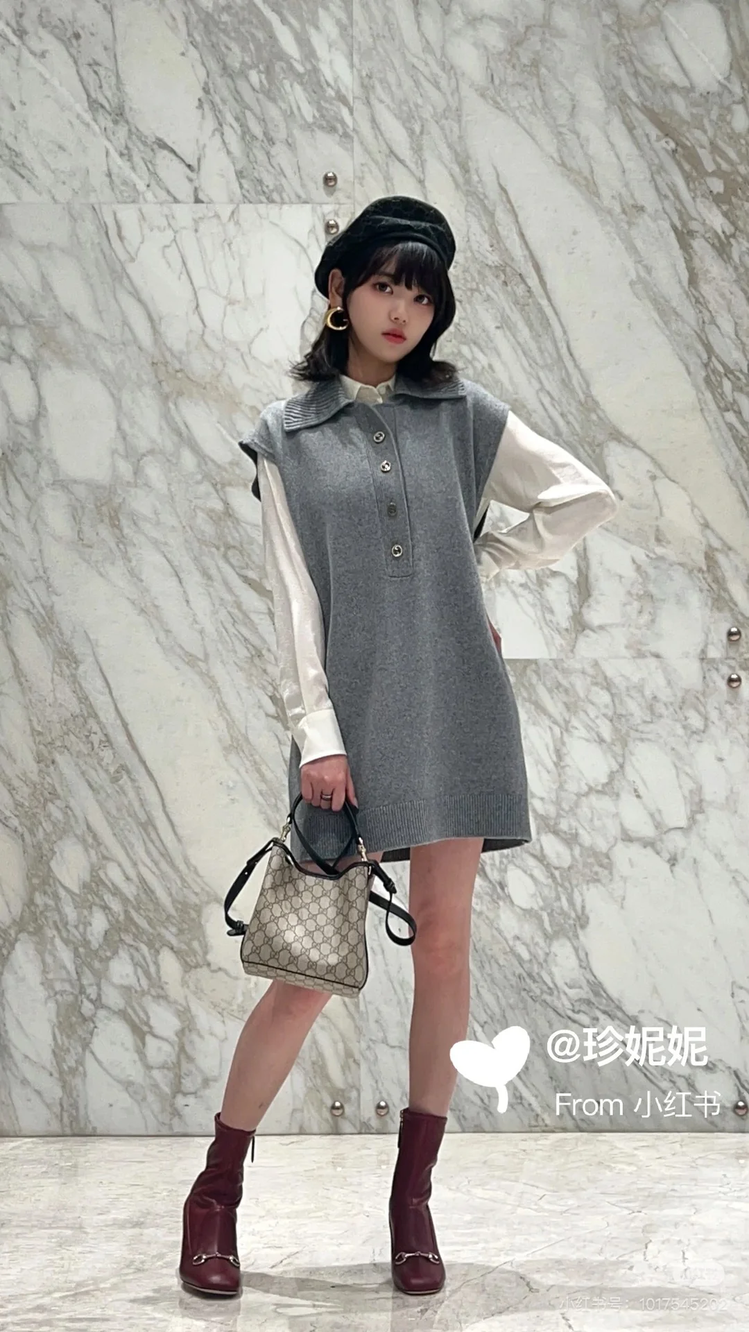 Мини-сумка Gucci 2025 из черной кожи - коричневая