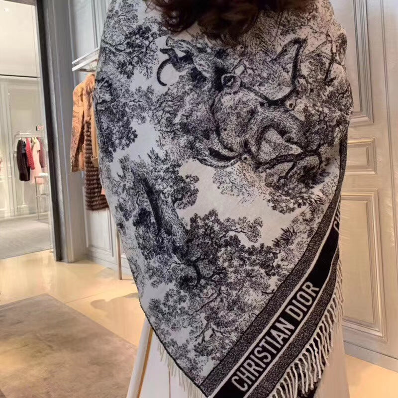 Dior - Материалы высшего качества - Квадратный шарф/шаль Monogram 140 см - 57 - Кашемир - 53 - Шерсть - 2