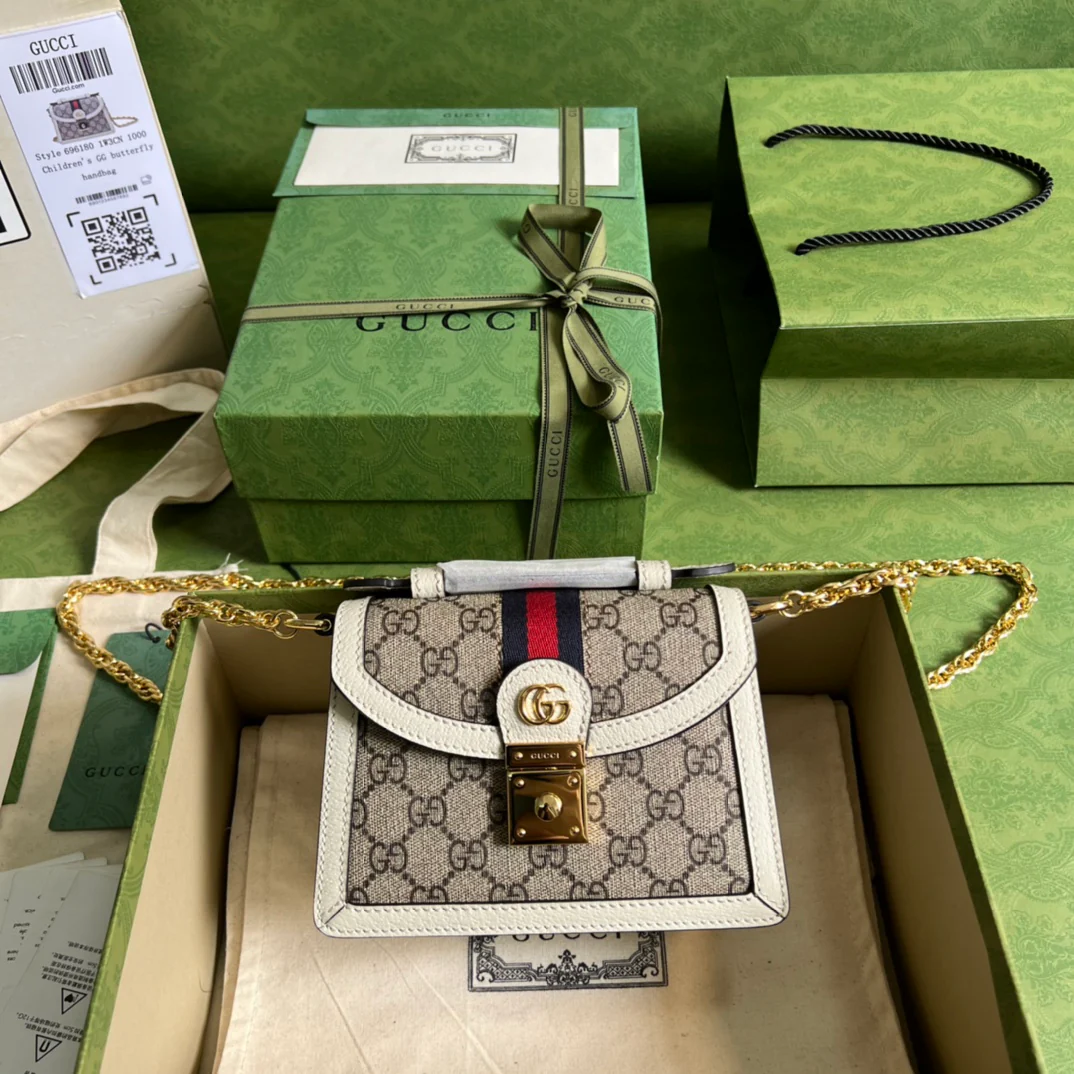 Мини-сумочка Gucci Ophidia/сумка через плечо - 17,5x13x6 см - белая