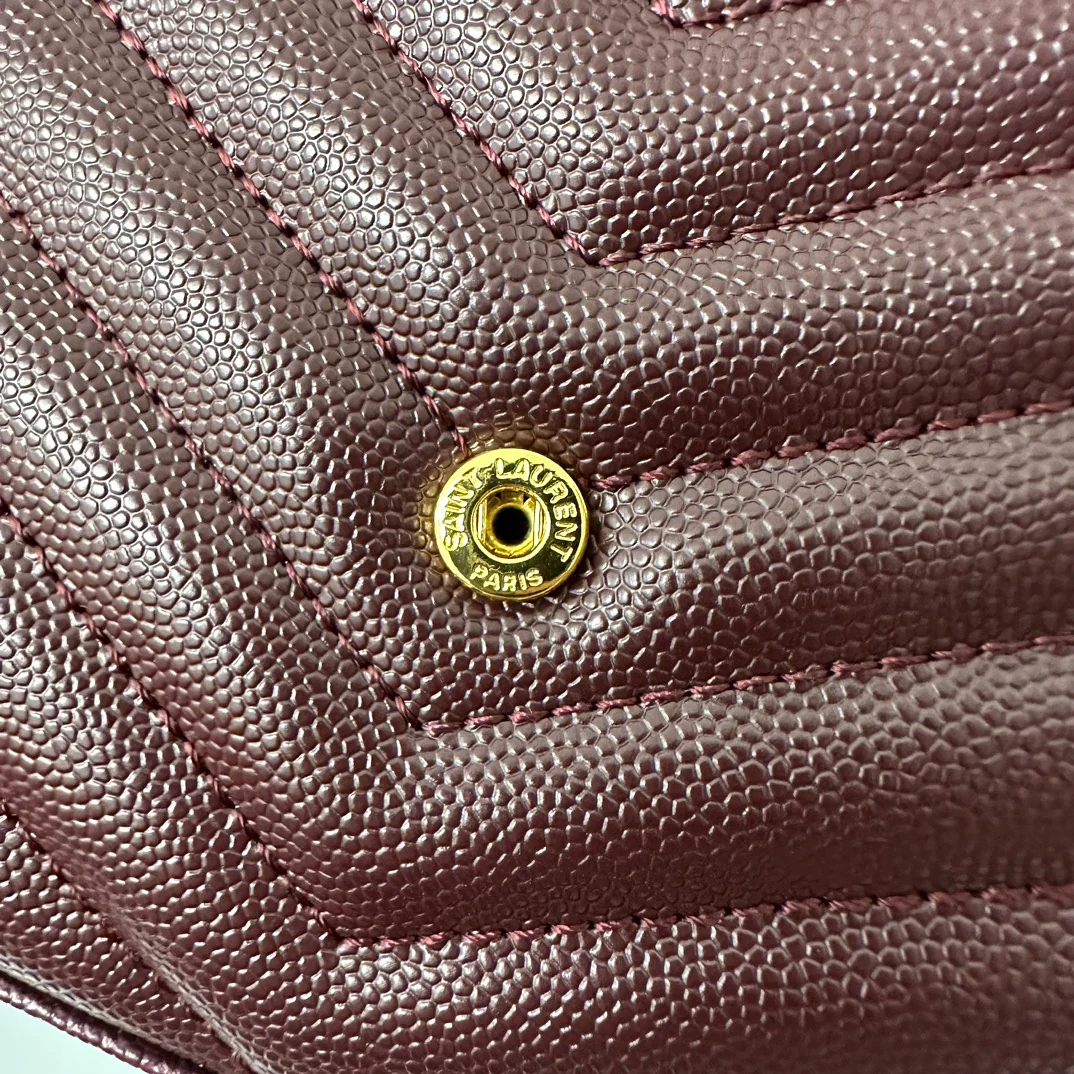 YSL Monogram Caviar - WOC - Бордовый с золотой пряжкой - 22 см