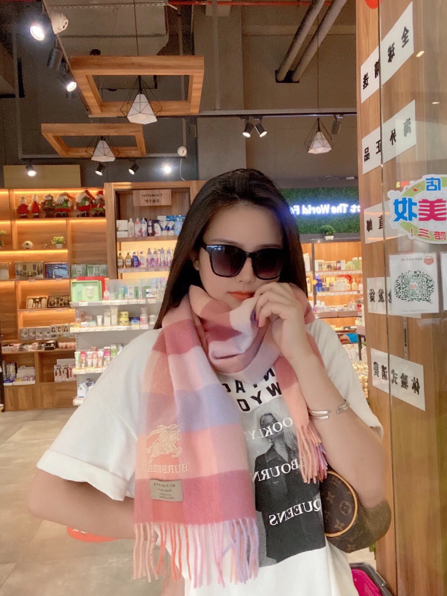 Классический клетчатый шарф Burberry 2024 — розовый